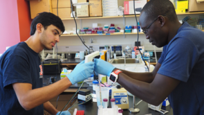 Rajan Vivek (left), of Horizon High School in Scottsdale, studied viral transfer efficiency between human fingers and various surfaces. Rajan Vivek (left), of Horizon High School in Scottsdale, studied viral transfer efficiency between human fingers and various surfaces.